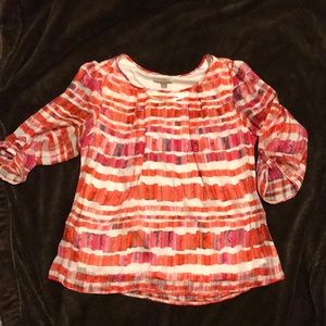 Roz and Ali coral sheer top